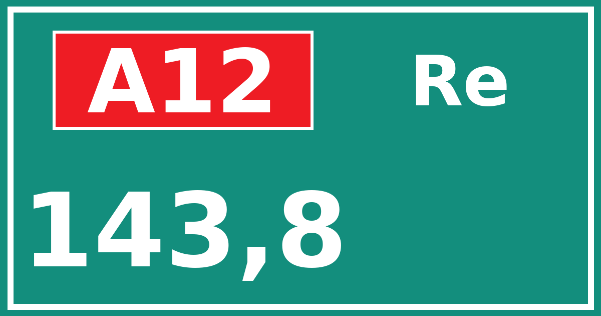 Hectometerbord A12 143,8 zijde Re