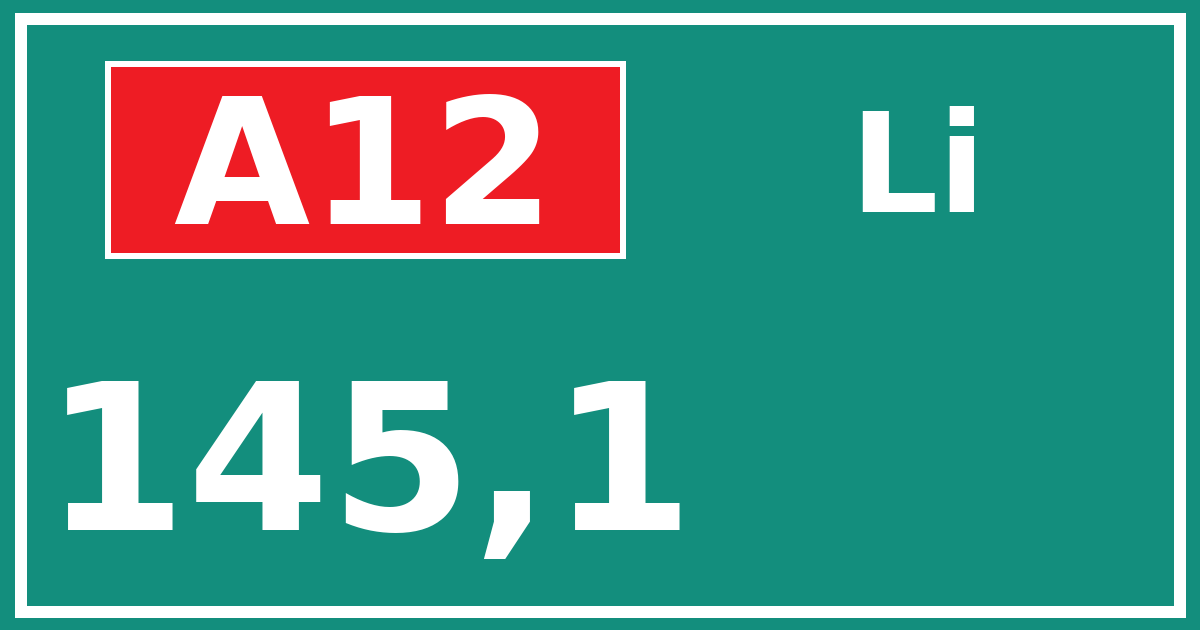 Hectometerbord A12 145,1 zijde Li
