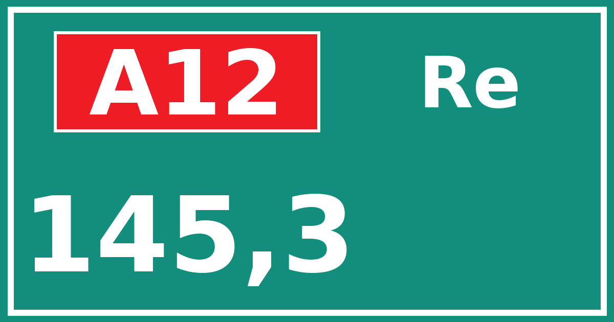 Hectometerbord A12 145,3 zijde Re