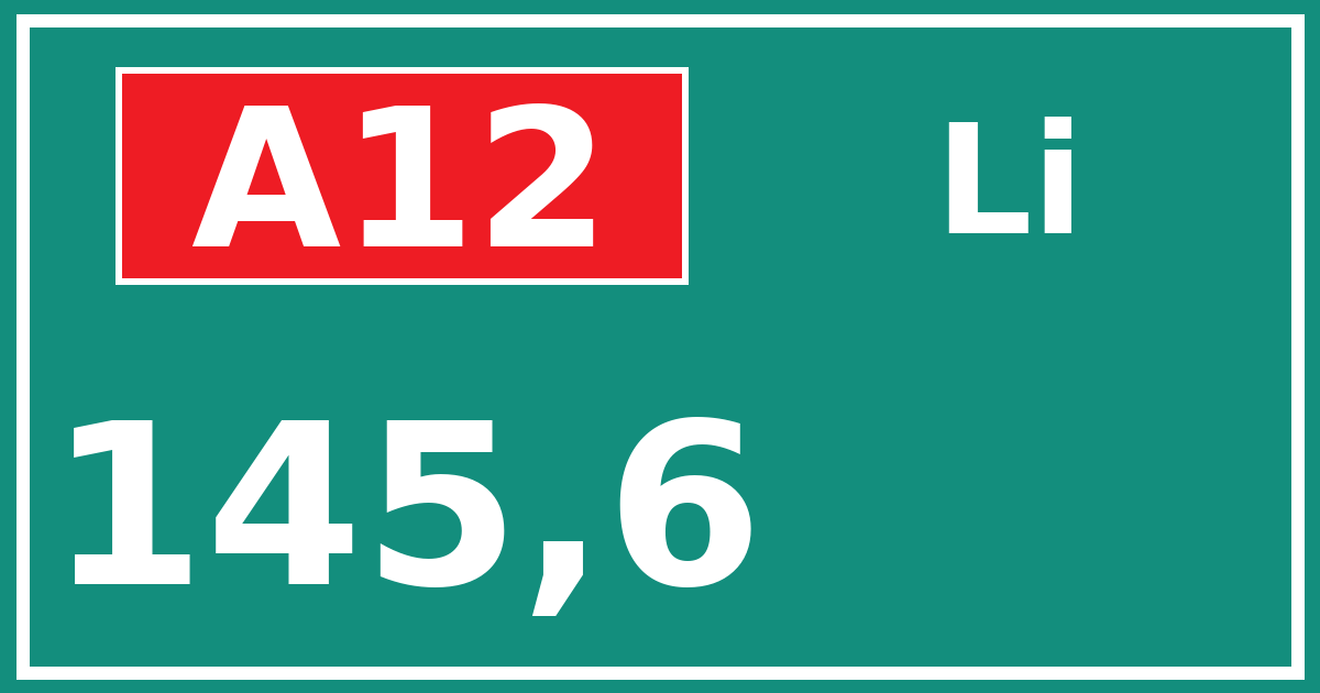 Hectometerbord A12 145,6 zijde Li