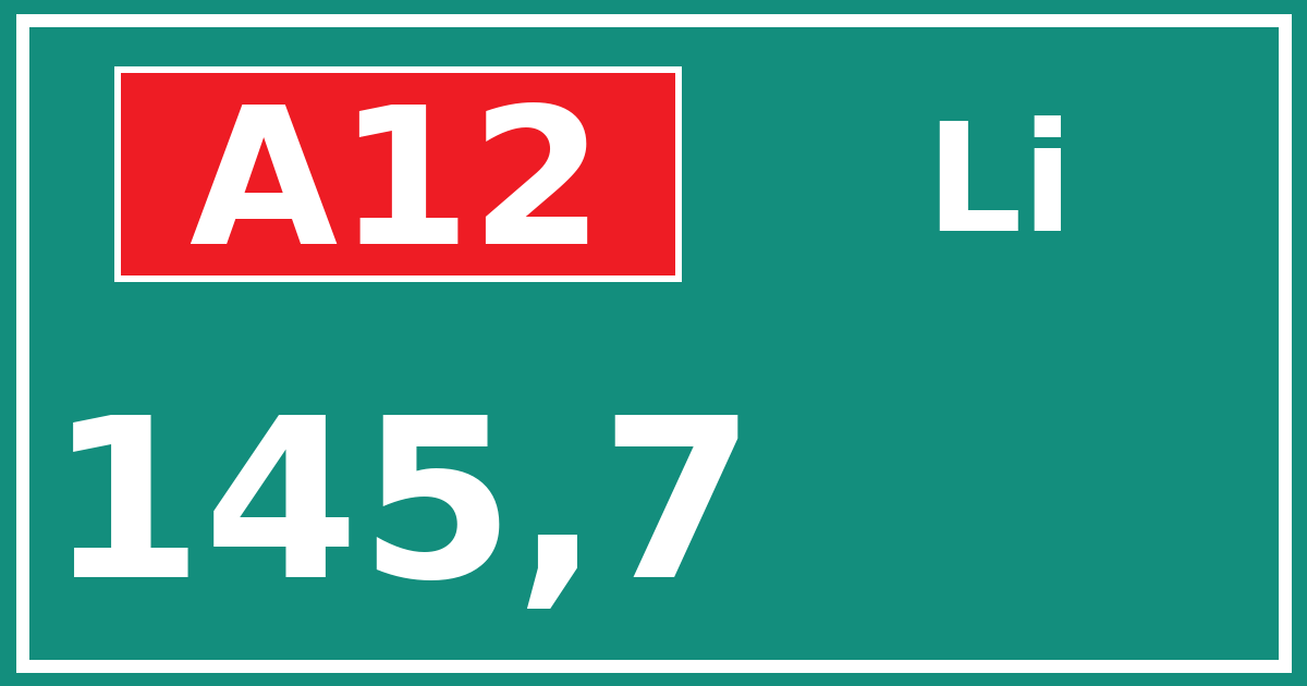 Hectometerbord A12 145,7 zijde Li