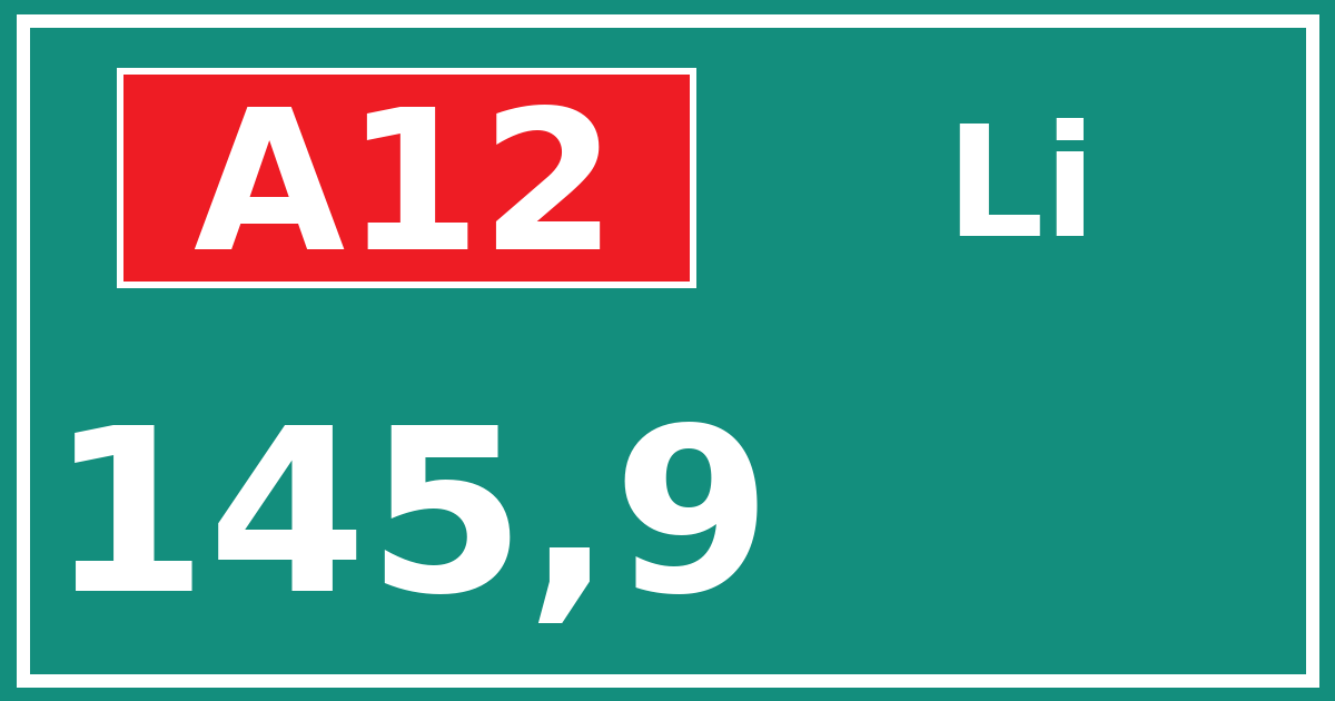 Hectometerbord A12 145,9 zijde Li