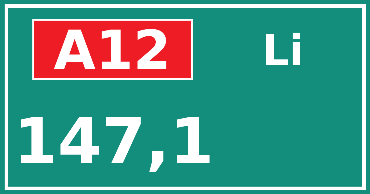 Hectometerbord A12 147,1 zijde Li