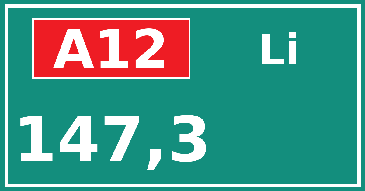 Hectometerbord A12 147,3 zijde Li