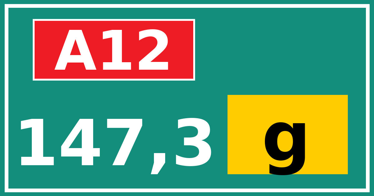 Hectometerbord A12 147,3 letter g