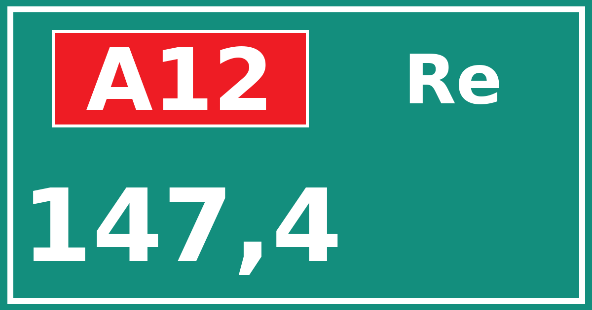 Hectometerbord A12 147,4 zijde Re