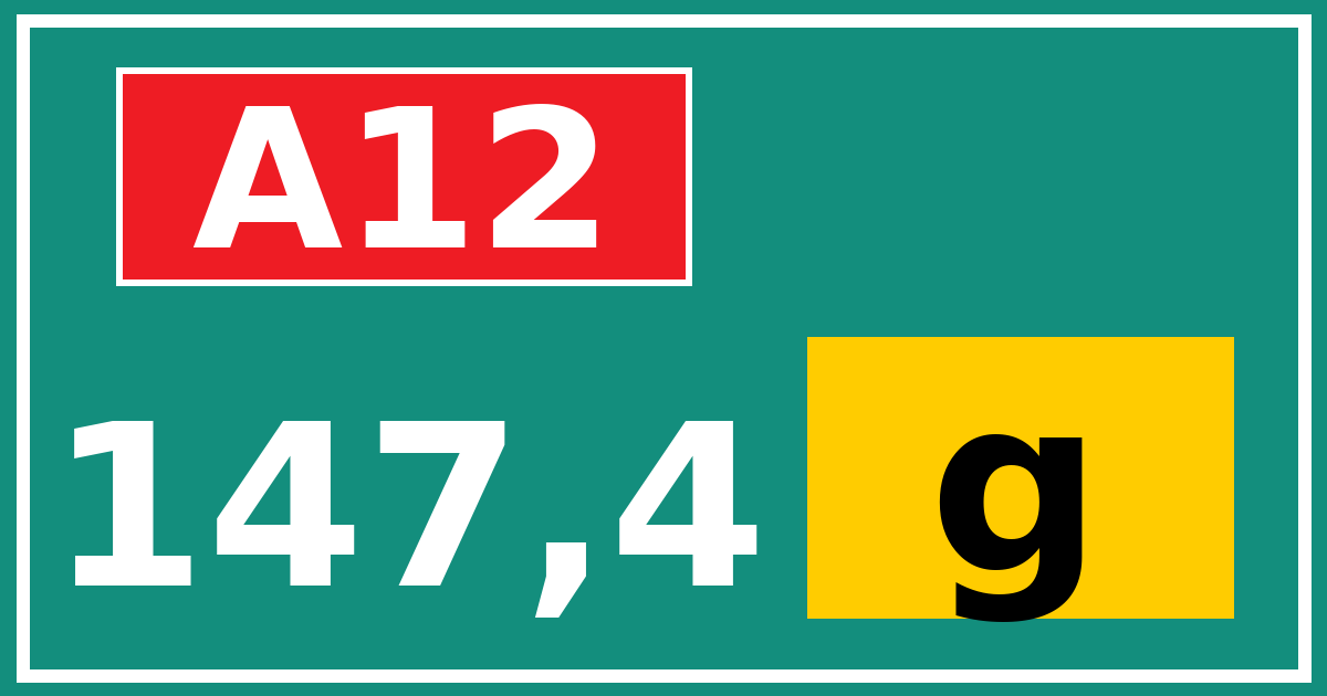 Hectometerbord A12 147,4 letter g