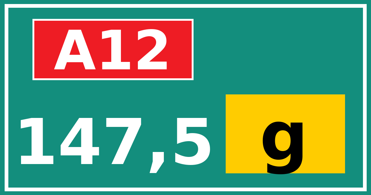 Hectometerbord A12 147,5 letter g