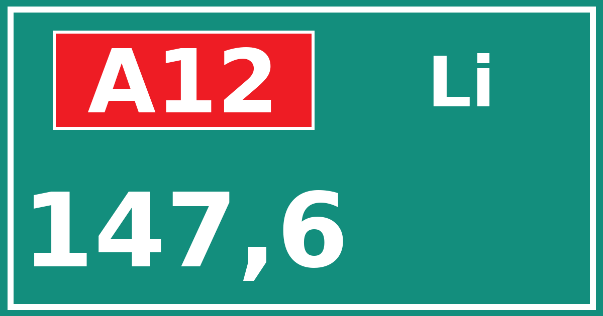 Hectometerbord A12 147,6 zijde Li