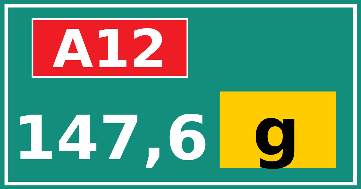 Hectometerbord A12 147,6 letter g