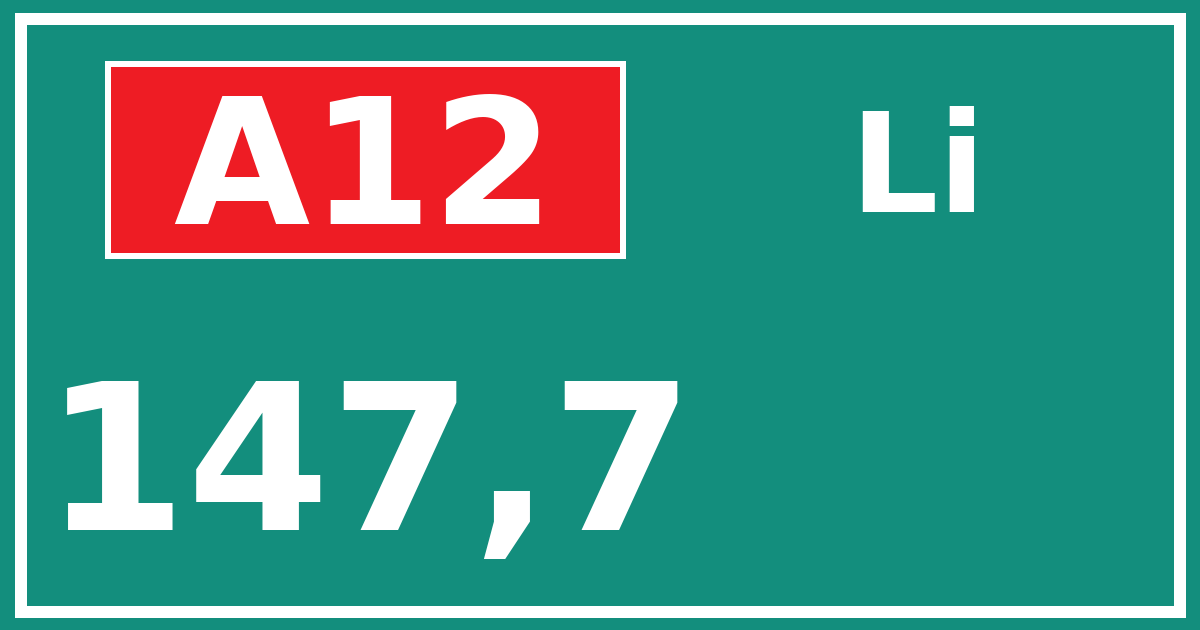 Hectometerbord A12 147,7 zijde Li