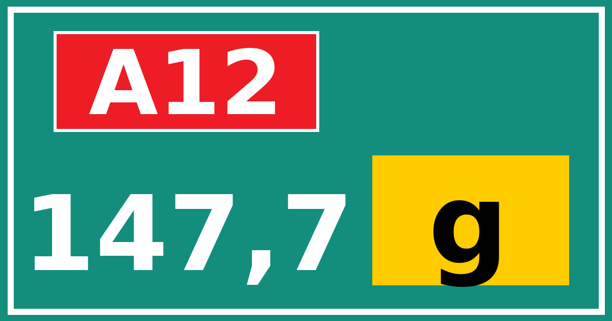 Hectometerbord A12 147,7 letter g