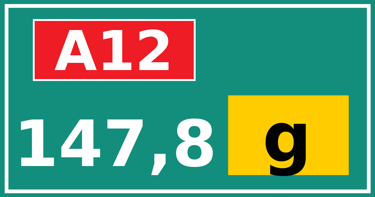 Hectometerbord A12 147,8 letter g