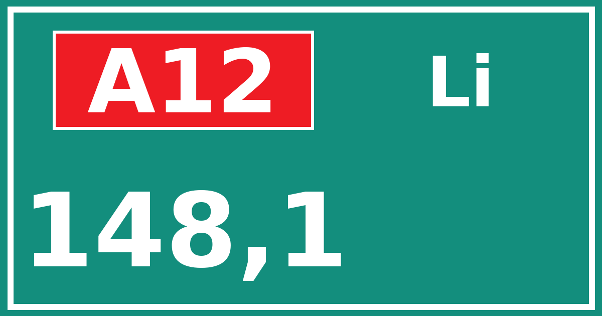 Hectometerbord A12 148,1 zijde Li