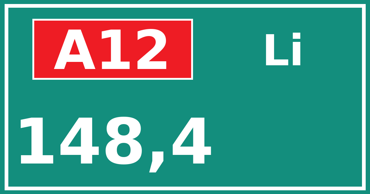 Hectometerbord A12 148,4 zijde Li
