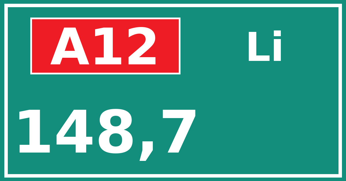 Hectometerbord A12 148,7 zijde Li