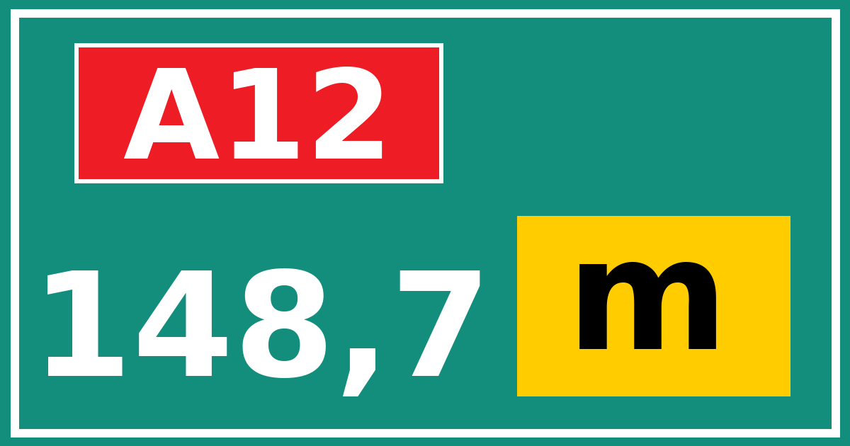 Hectometerbord A12 148,7 letter m