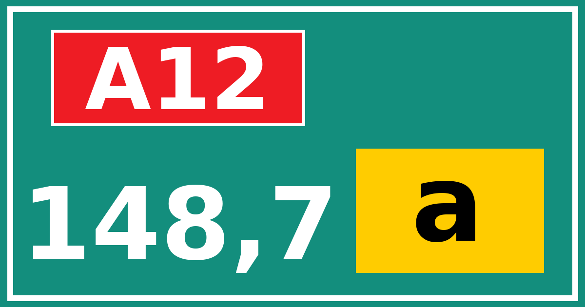 Hectometerbord A12 148,7 letter a