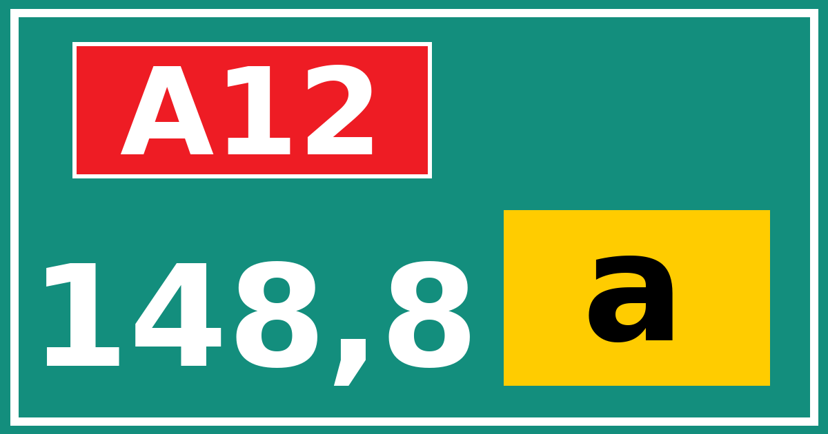 Hectometerbord A12 148,8 letter a