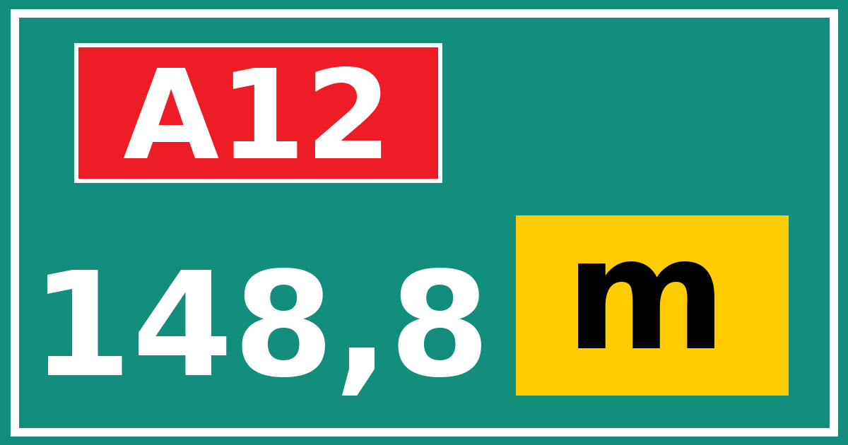 Hectometerbord A12 148,8 letter m