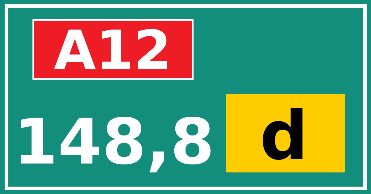 Hectometerbord A12 148,8 letter d