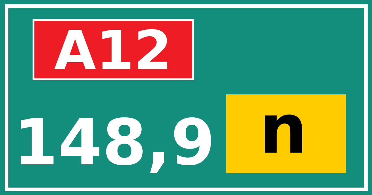 Hectometerbord A12 148,9 letter n