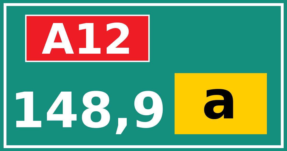 Hectometerbord A12 148,9 letter a
