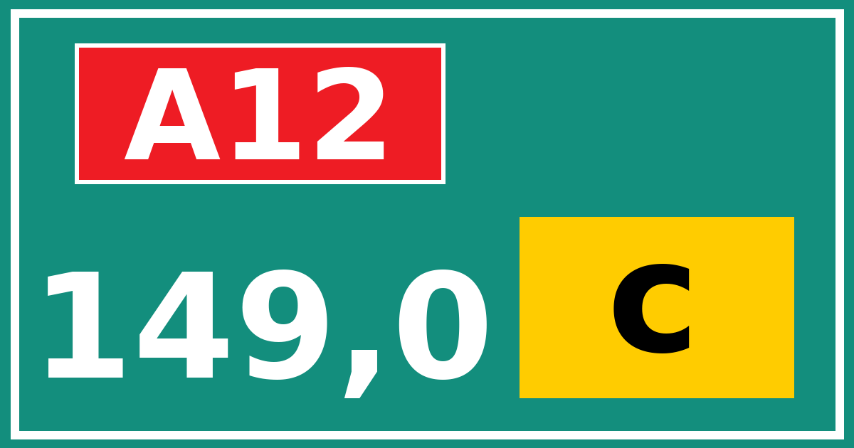 Hectometerbord A12 149,0 letter c