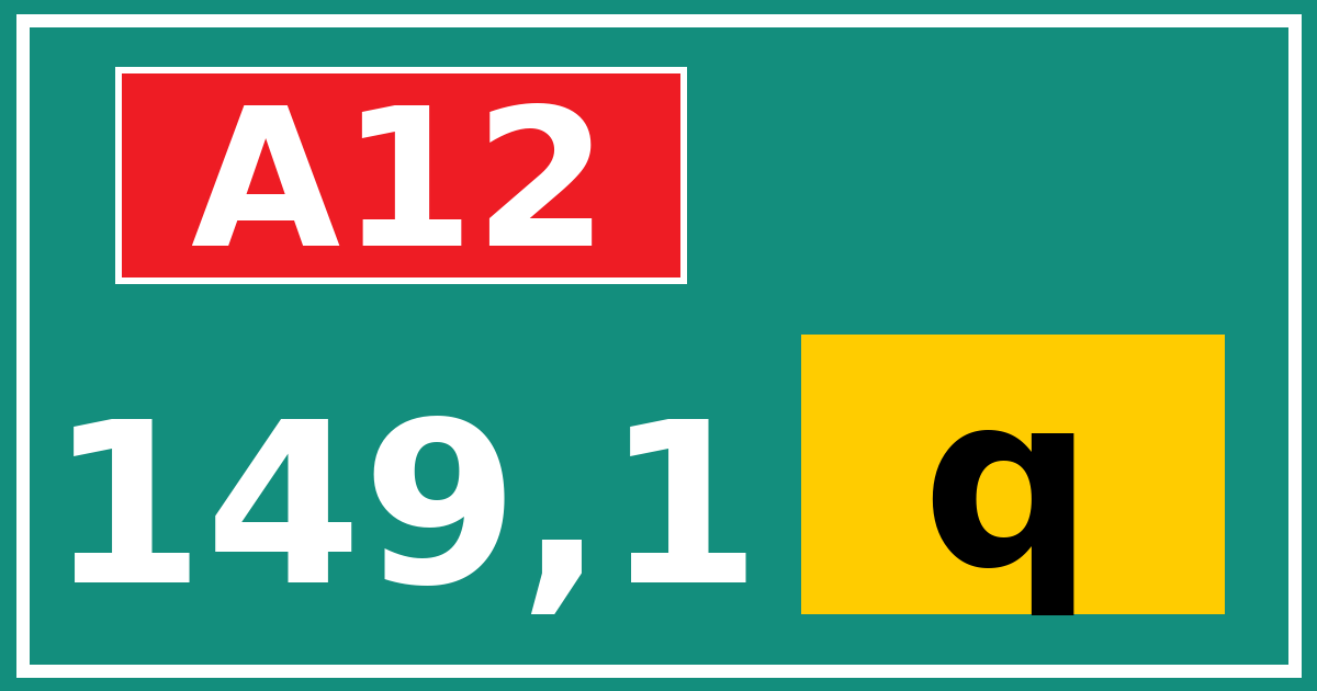 Hectometerbord A12 149,1 letter q