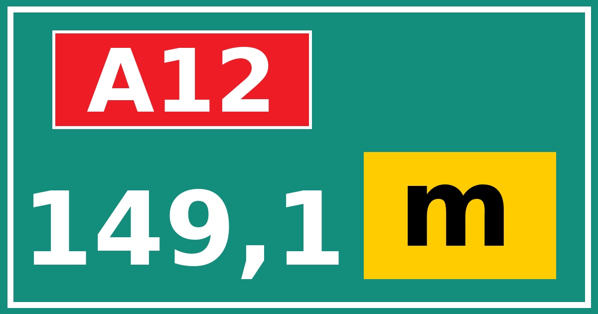 Hectometerbord A12 149,1 letter m