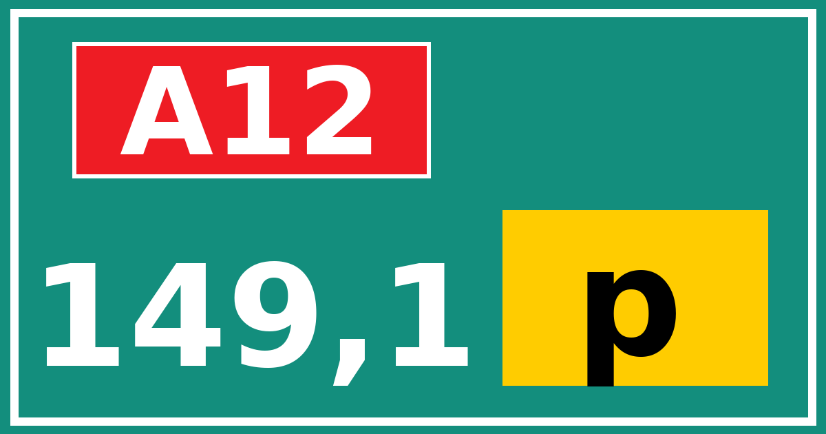 Hectometerbord A12 149,1 letter p