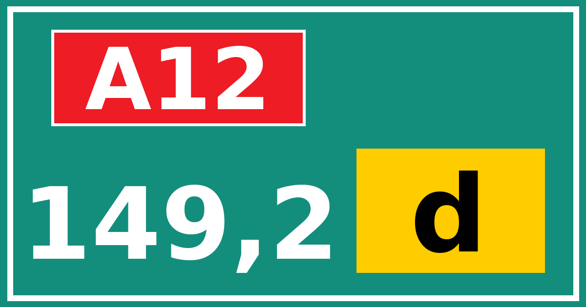 Hectometerbord A12 149,2 letter d
