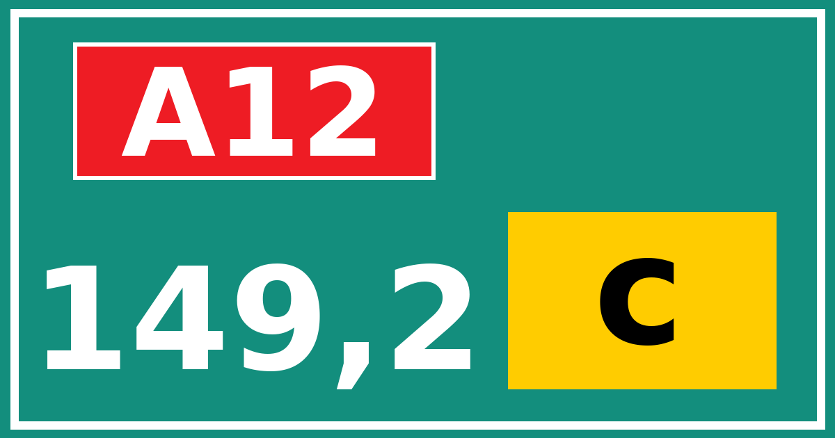 Hectometerbord A12 149,2 letter c