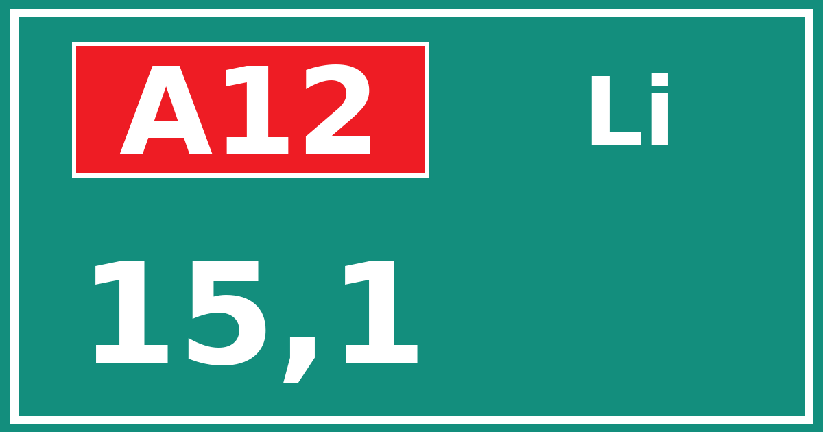 Hectometerbord A12 15,1 zijde Li