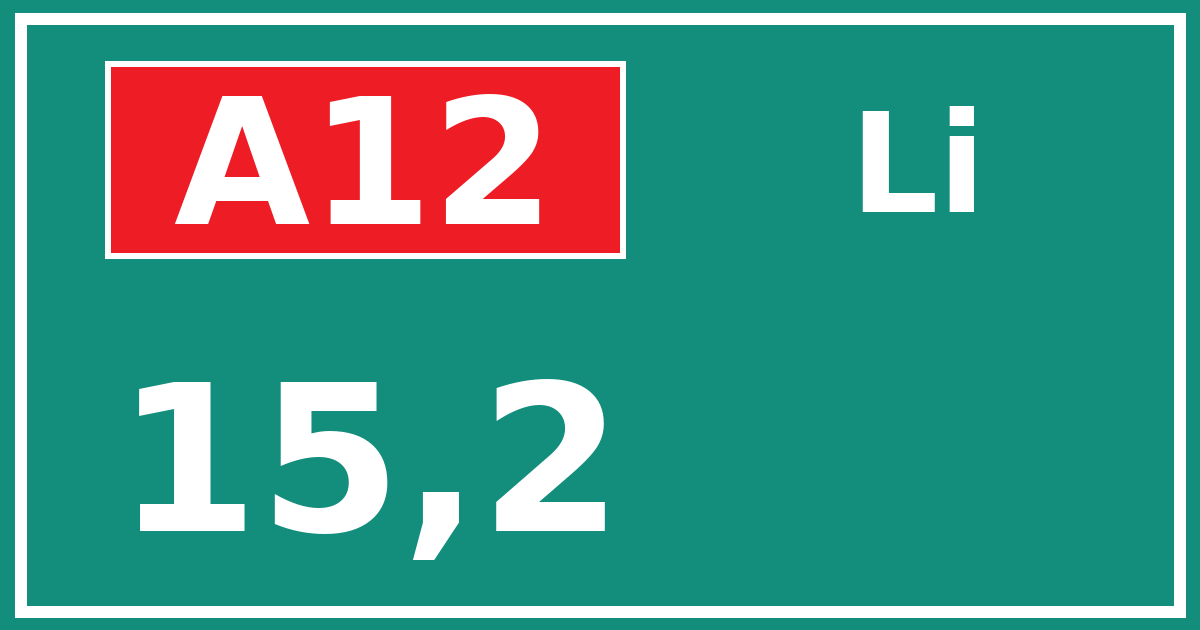 Hectometerbord A12 15,2 zijde Li