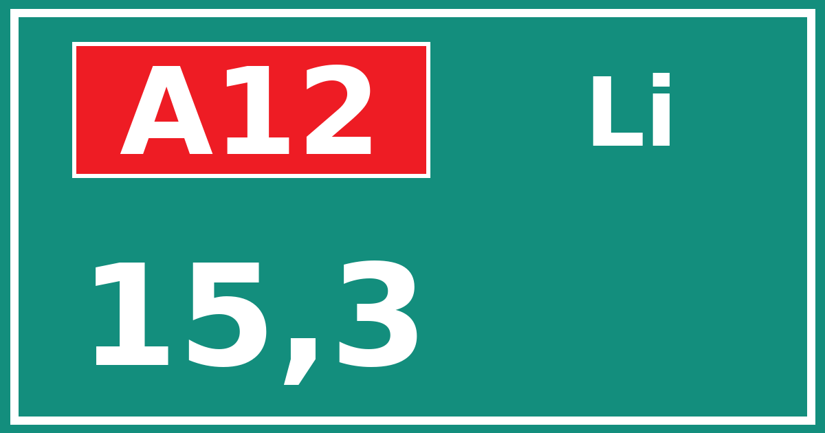 Hectometerbord A12 15,3 zijde Li