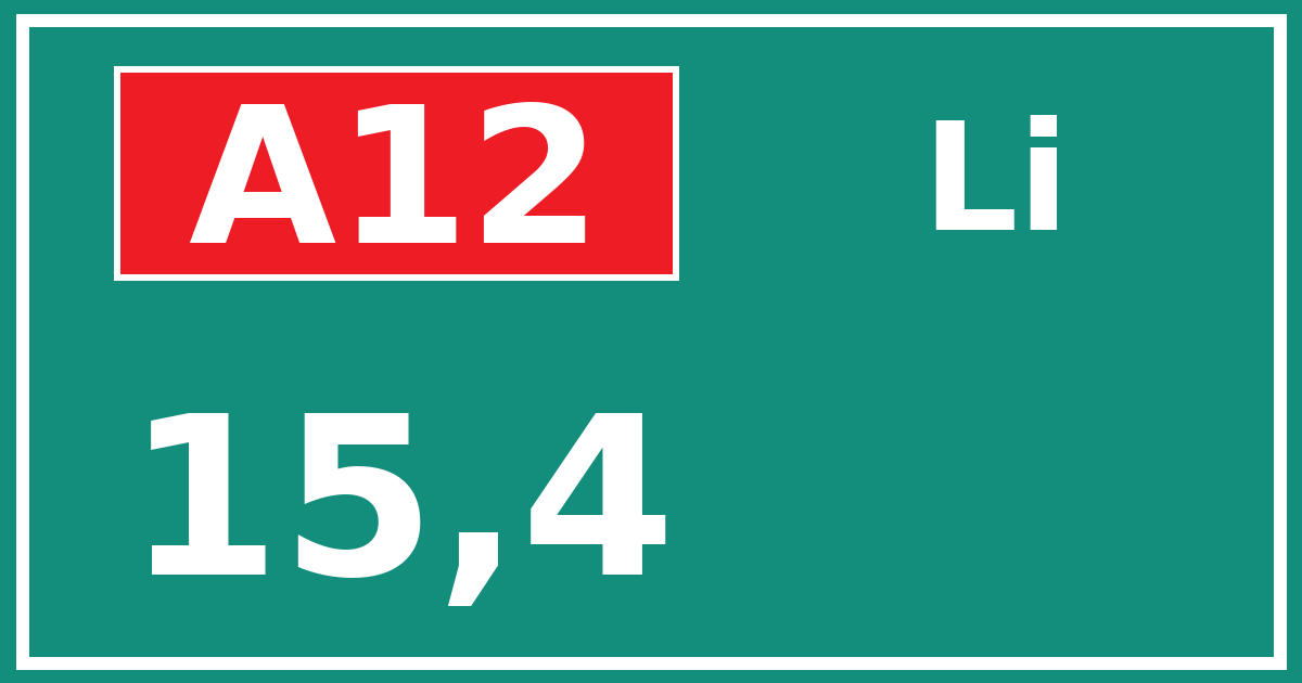 Hectometerbord A12 15,4 zijde Li