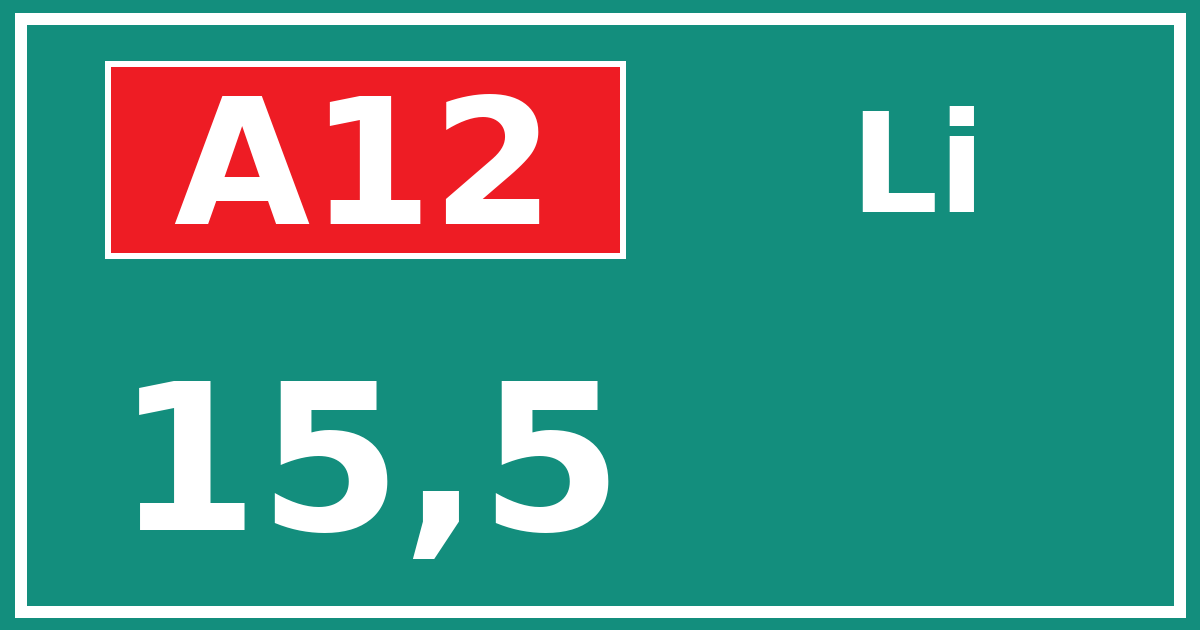 Hectometerbord A12 15,5 zijde Li