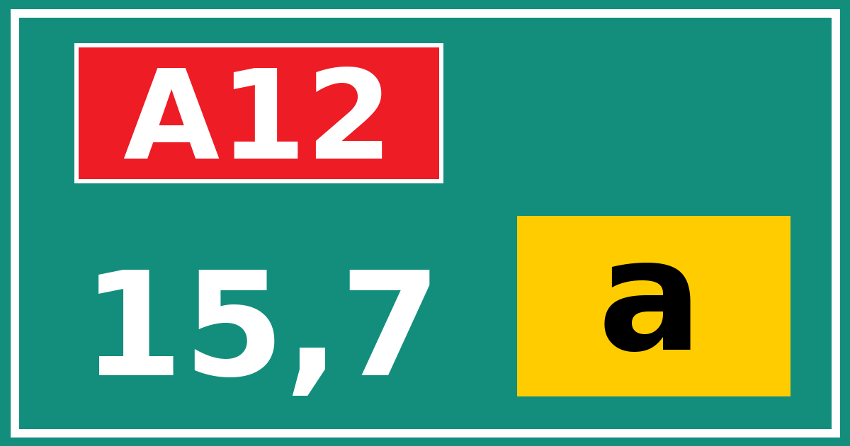 Hectometerbord A12 15,7 letter a