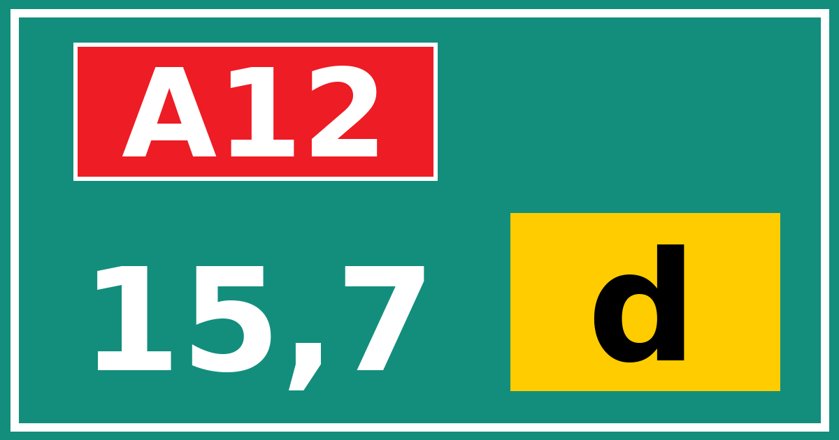 Hectometerbord A12 15,7 letter d