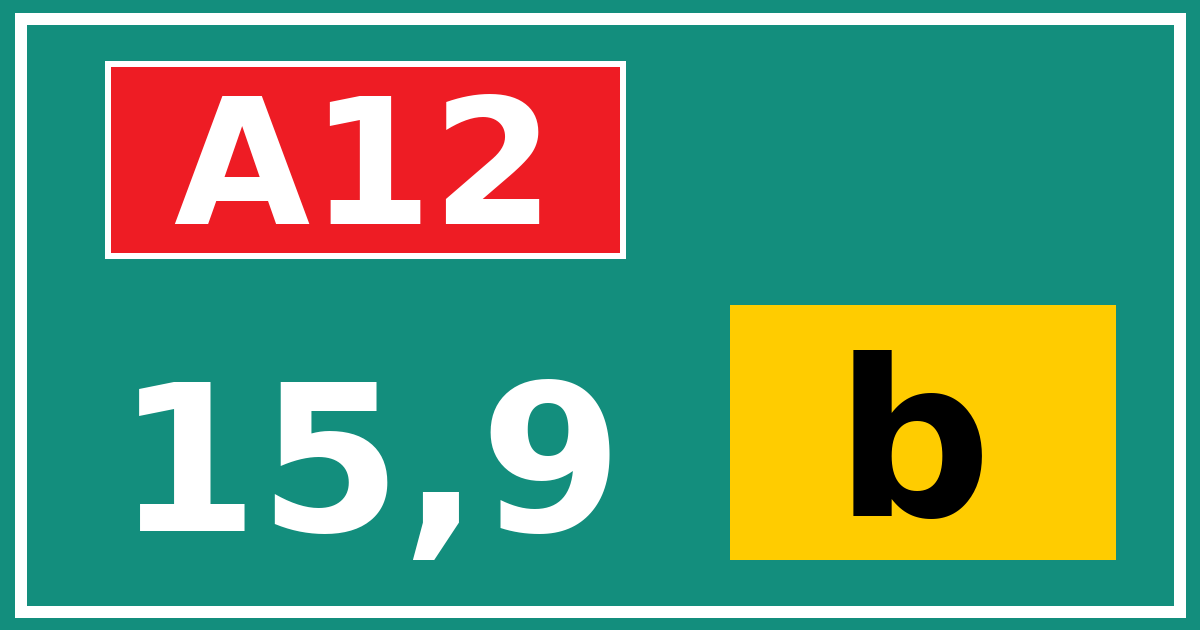 Hectometerbord A12 15,9 letter b
