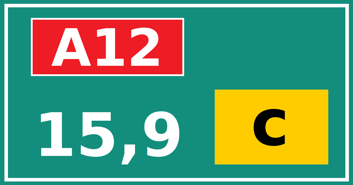 Hectometerbord A12 15,9 letter c