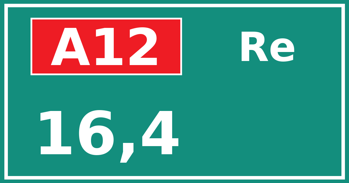 Hectometerbord A12 16,4 zijde Re