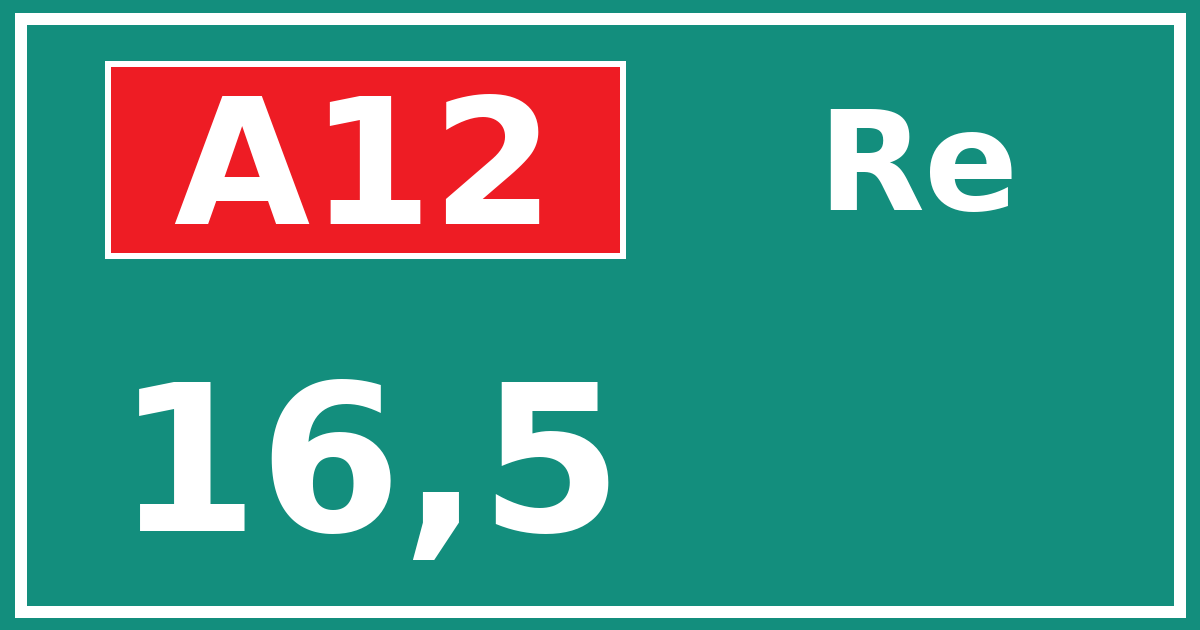 Hectometerbord A12 16,5 zijde Re