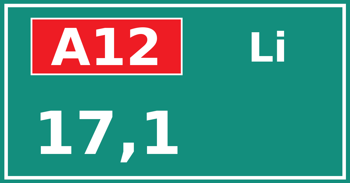 Hectometerbord A12 17,1 zijde Li