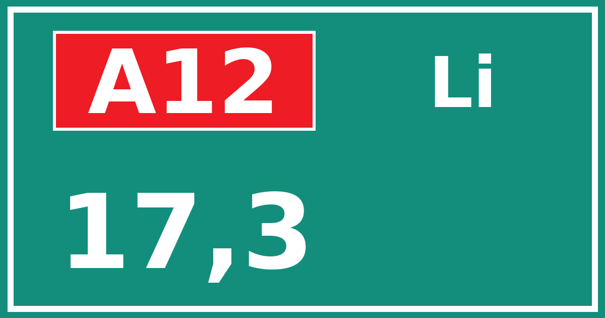 Hectometerbord A12 17,3 zijde Li