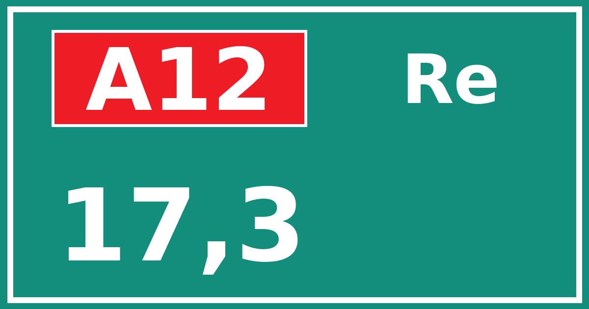 Hectometerbord A12 17,3 zijde Re