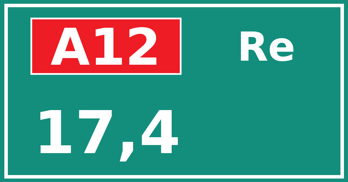 Hectometerbord A12 17,4 zijde Re