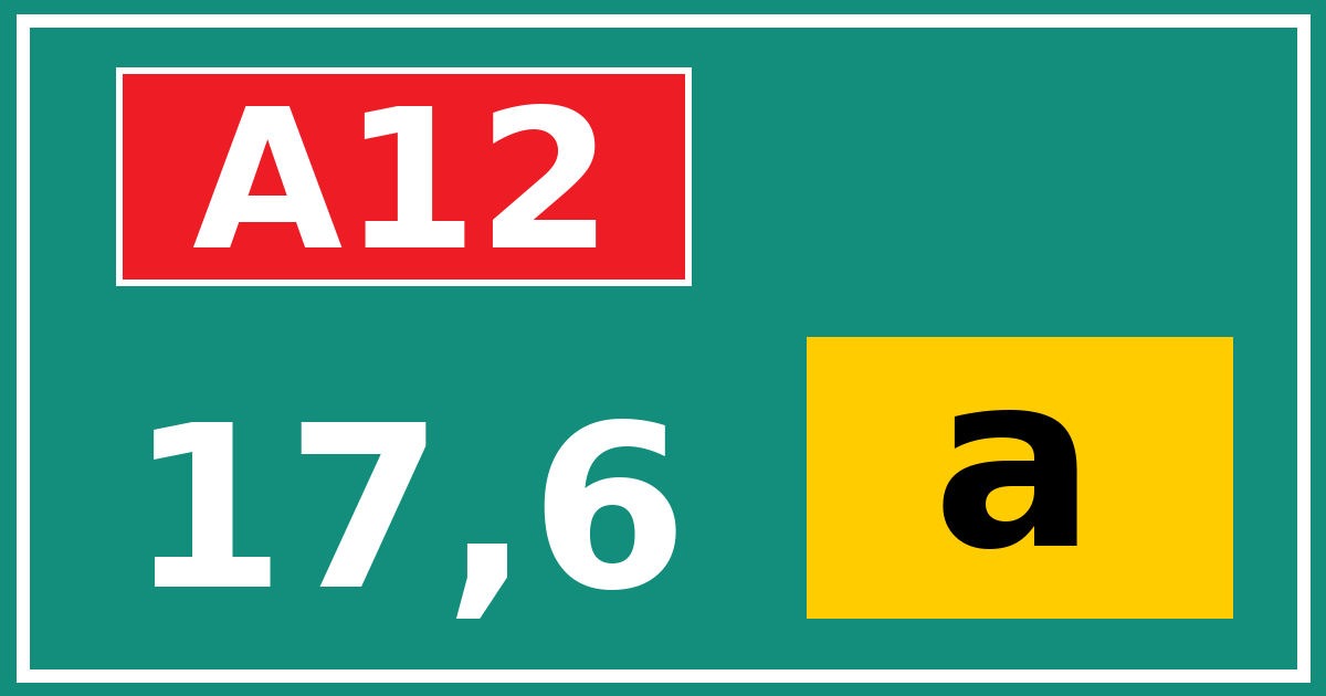 Hectometerbord A12 17,6 letter a