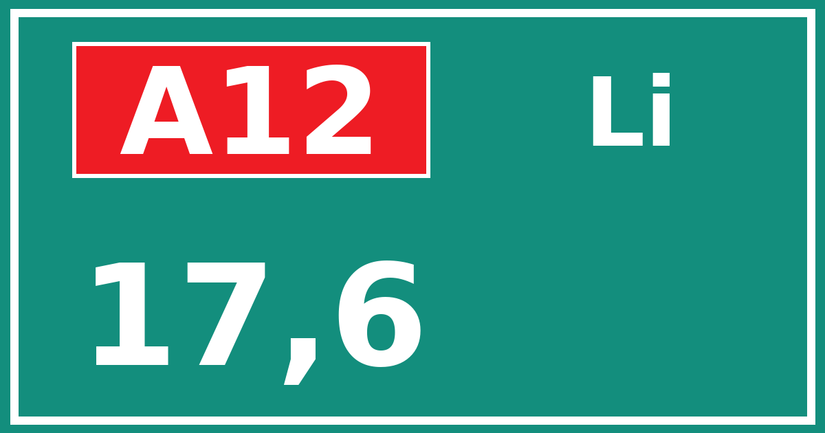 Hectometerbord A12 17,6 zijde Li